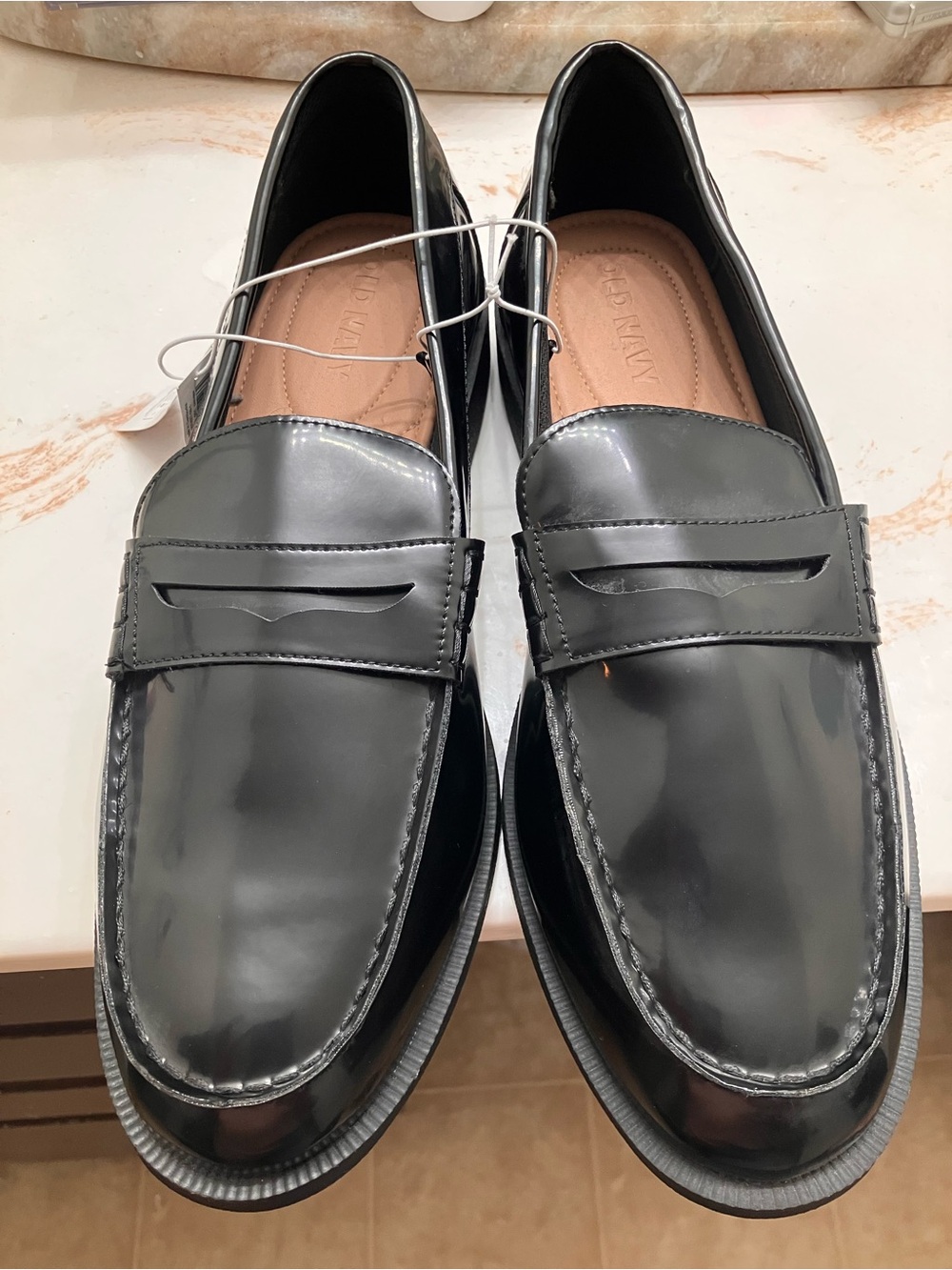Old Navy Black Glossy Penny Loafers for Men